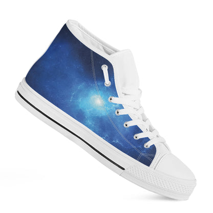Light Blue Space Print White High Top Shoes