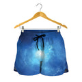 Light Blue Space Print Women's Shorts