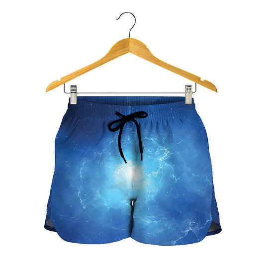 Light Blue Space Print Women's Shorts
