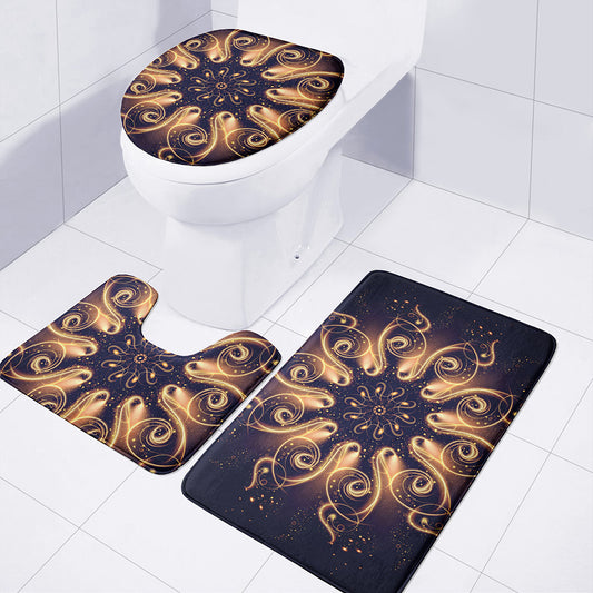 Light Fractal Print 3 Piece Bath Mat Set