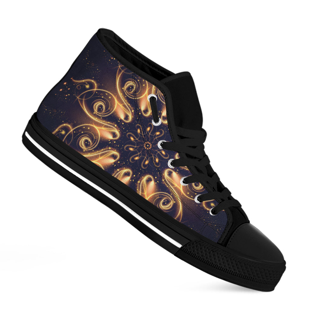 Light Fractal Print Black High Top Shoes