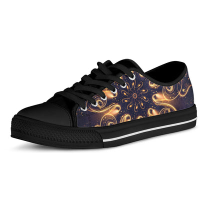 Light Fractal Print Black Low Top Shoes