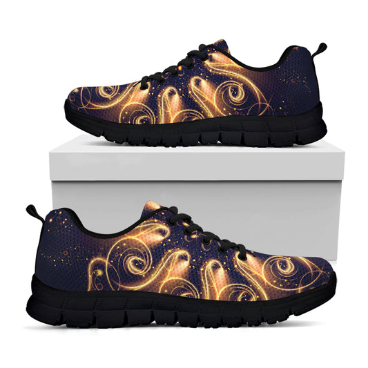 Light Fractal Print Black Sneakers