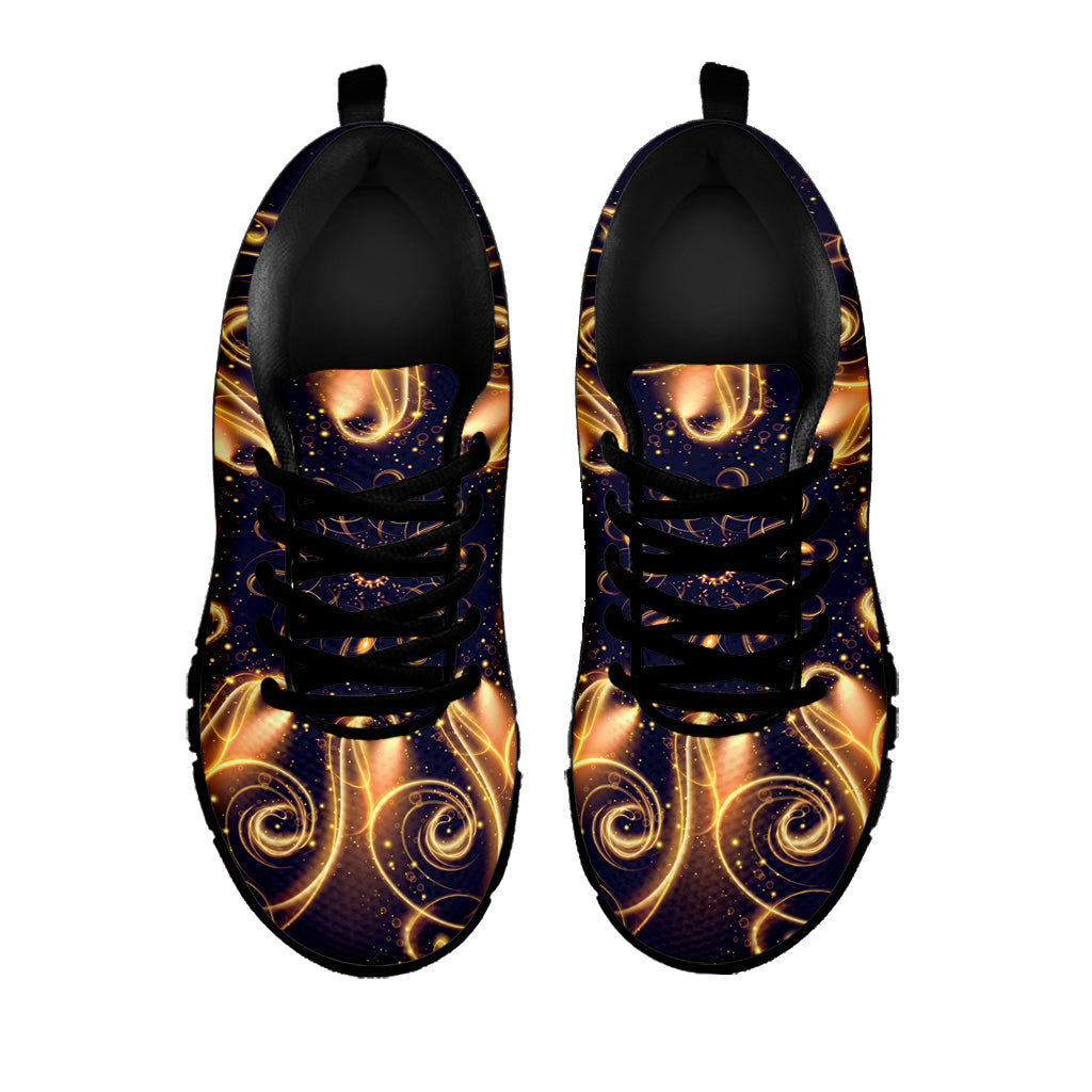 Light Fractal Print Black Sneakers