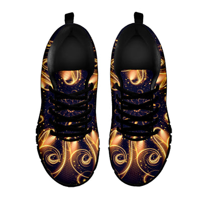 Light Fractal Print Black Sneakers