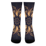 Light Fractal Print Crew Socks