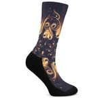 Light Fractal Print Crew Socks