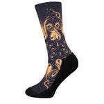 Light Fractal Print Crew Socks