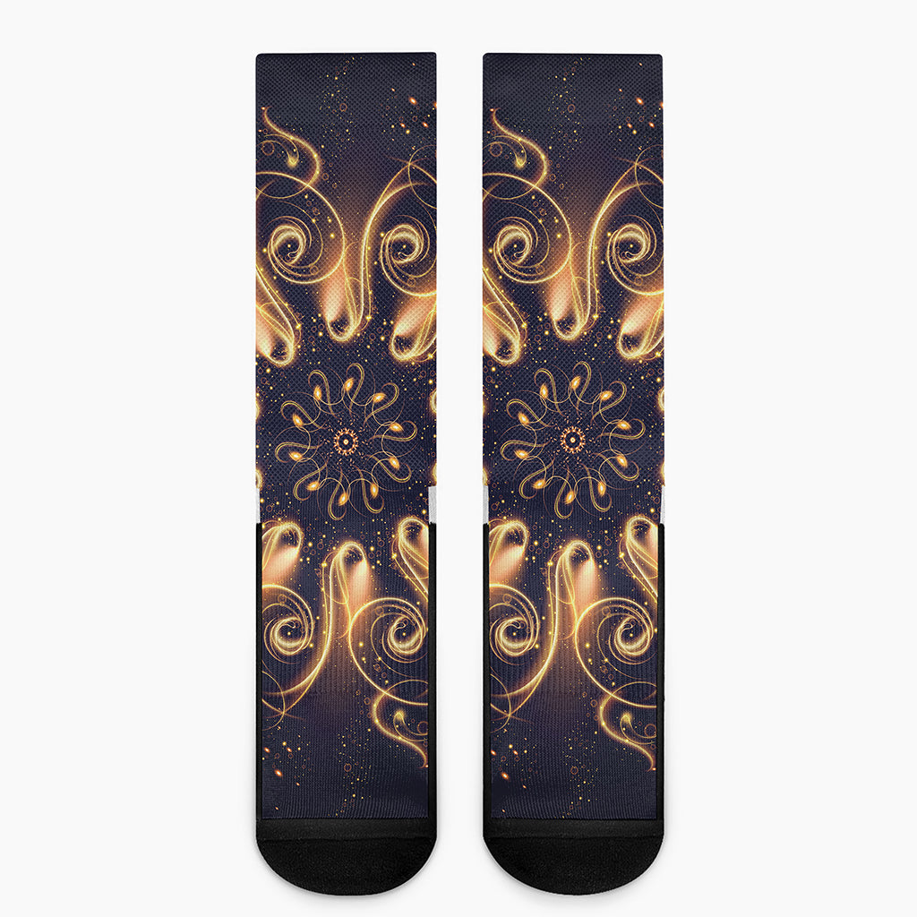 Light Fractal Print Crew Socks