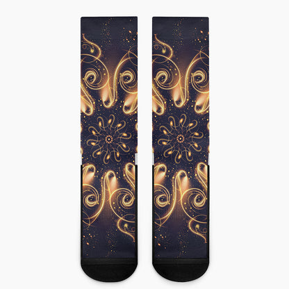 Light Fractal Print Crew Socks