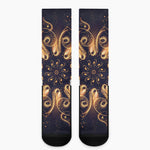 Light Fractal Print Crew Socks