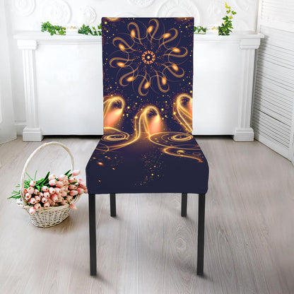 Light Fractal Print Dining Chair Slipcover