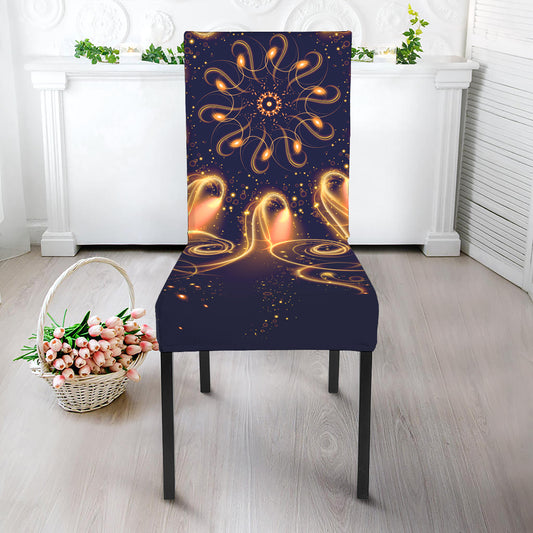 Light Fractal Print Dining Chair Slipcover
