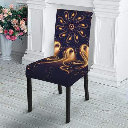Light Fractal Print Dining Chair Slipcover