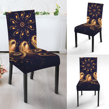 Light Fractal Print Dining Chair Slipcover