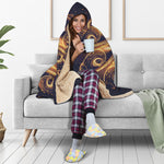 Light Fractal Print Hooded Blanket