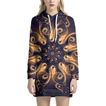 Light Fractal Print Hoodie Dress