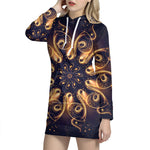 Light Fractal Print Hoodie Dress