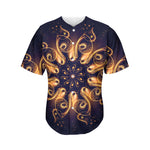 Light Fractal Print Men's Baseball Jersey