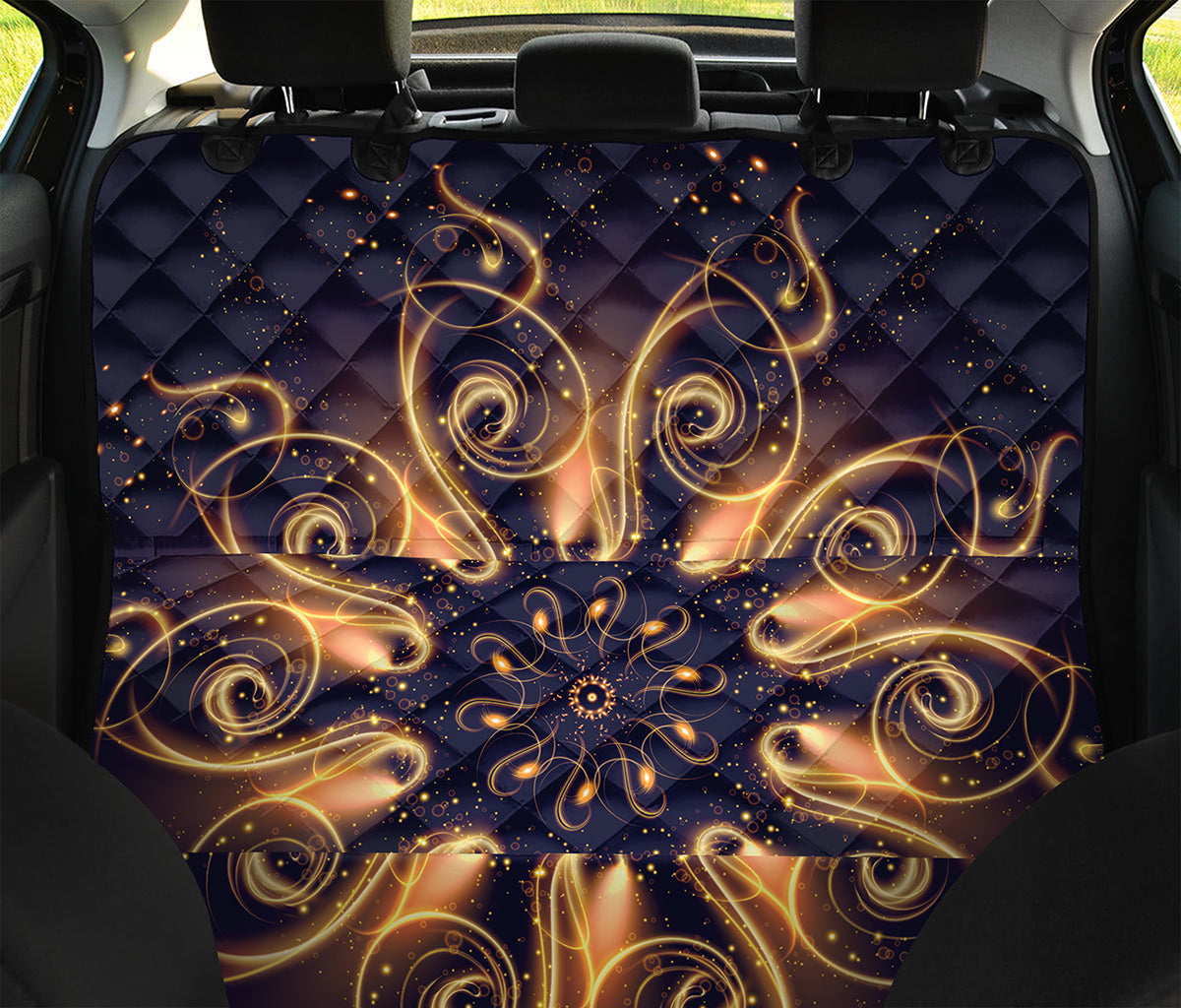 Light Fractal Print Pet Car Back Seat Cover