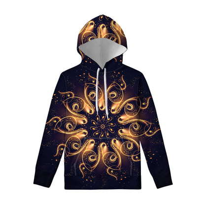 Light Fractal Print Pullover Hoodie
