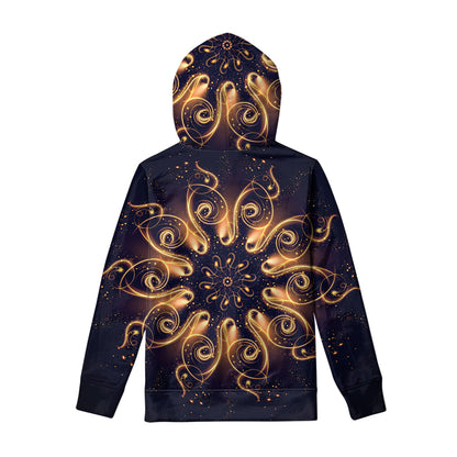 Light Fractal Print Pullover Hoodie