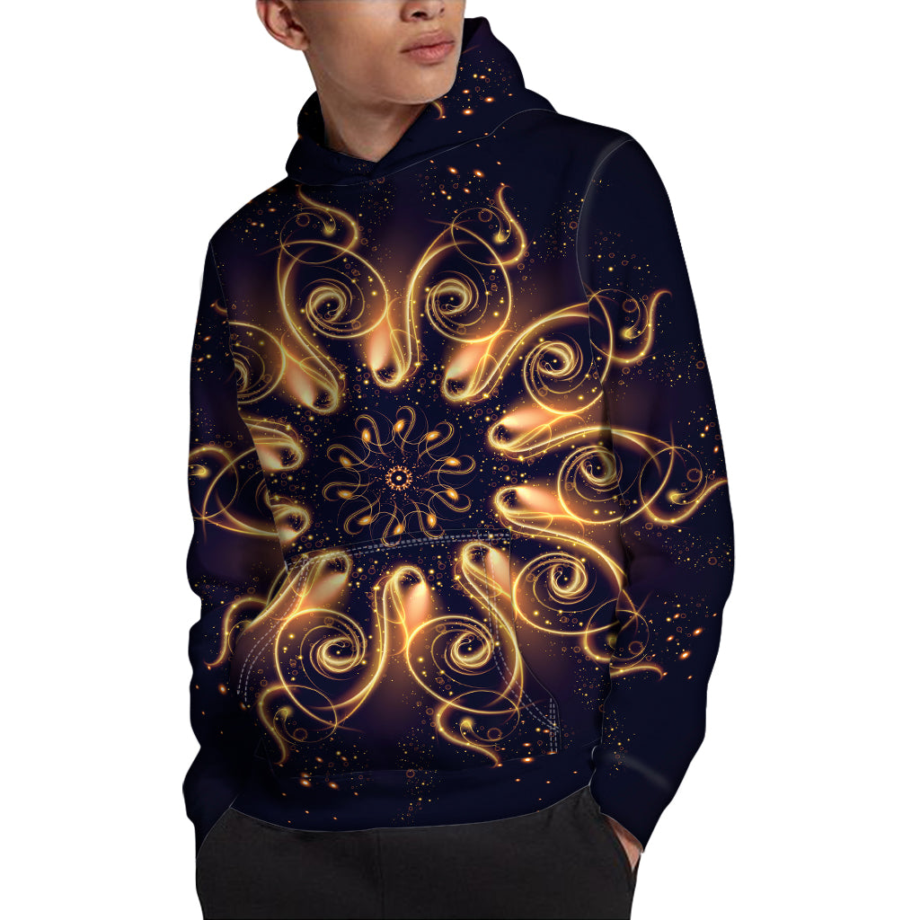 Light Fractal Print Pullover Hoodie