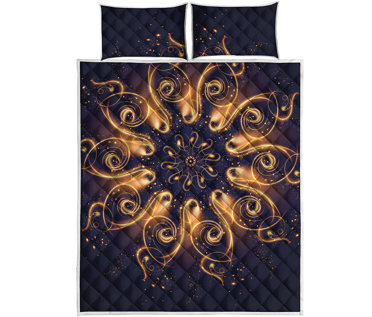Light Fractal Print Quilt Bed Set