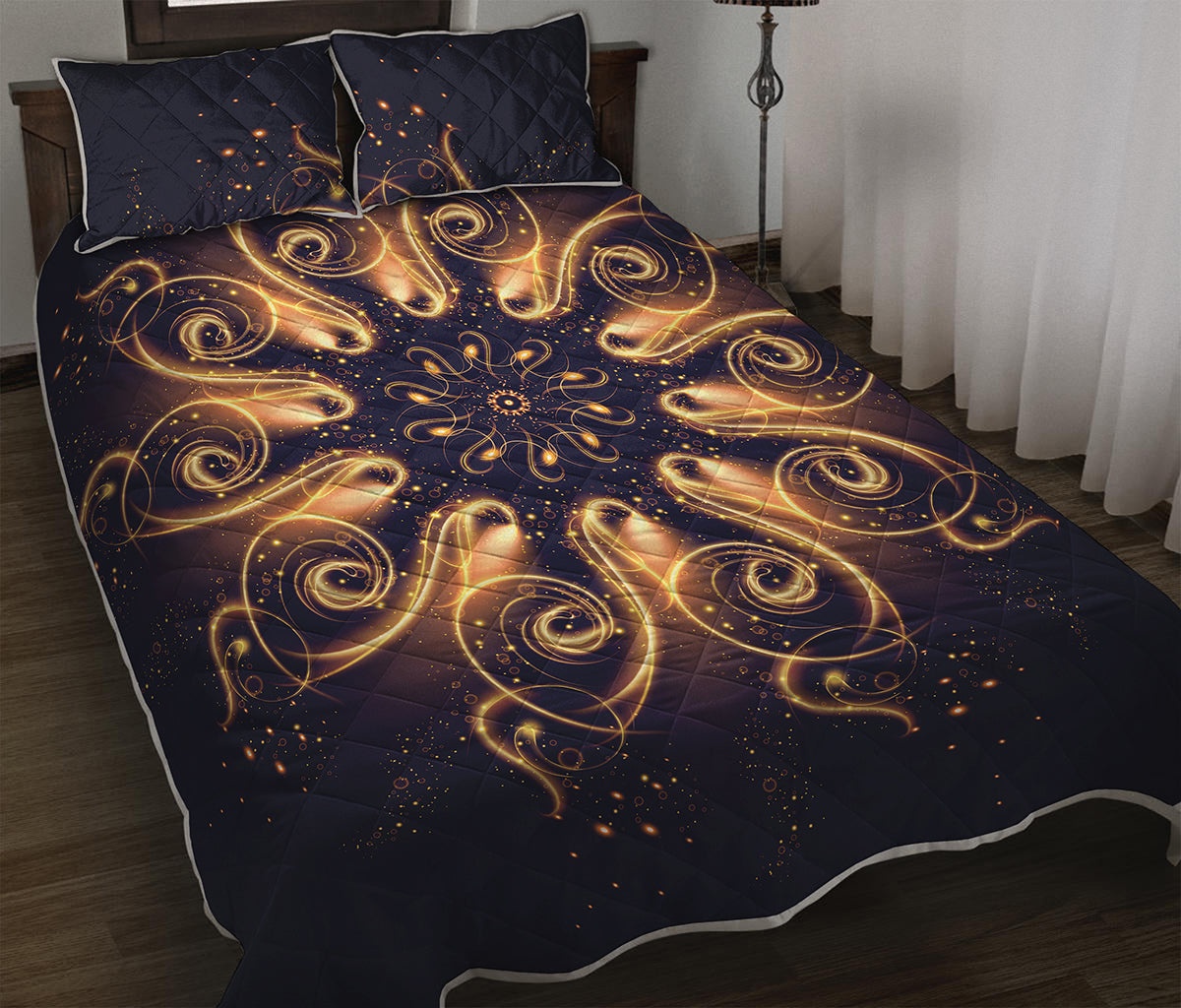 Light Fractal Print Quilt Bed Set