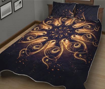 Light Fractal Print Quilt Bed Set