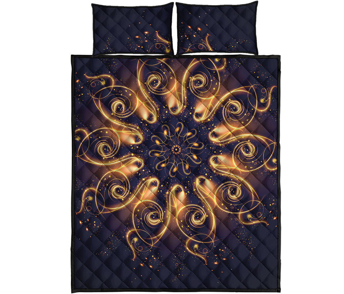 Light Fractal Print Quilt Bed Set