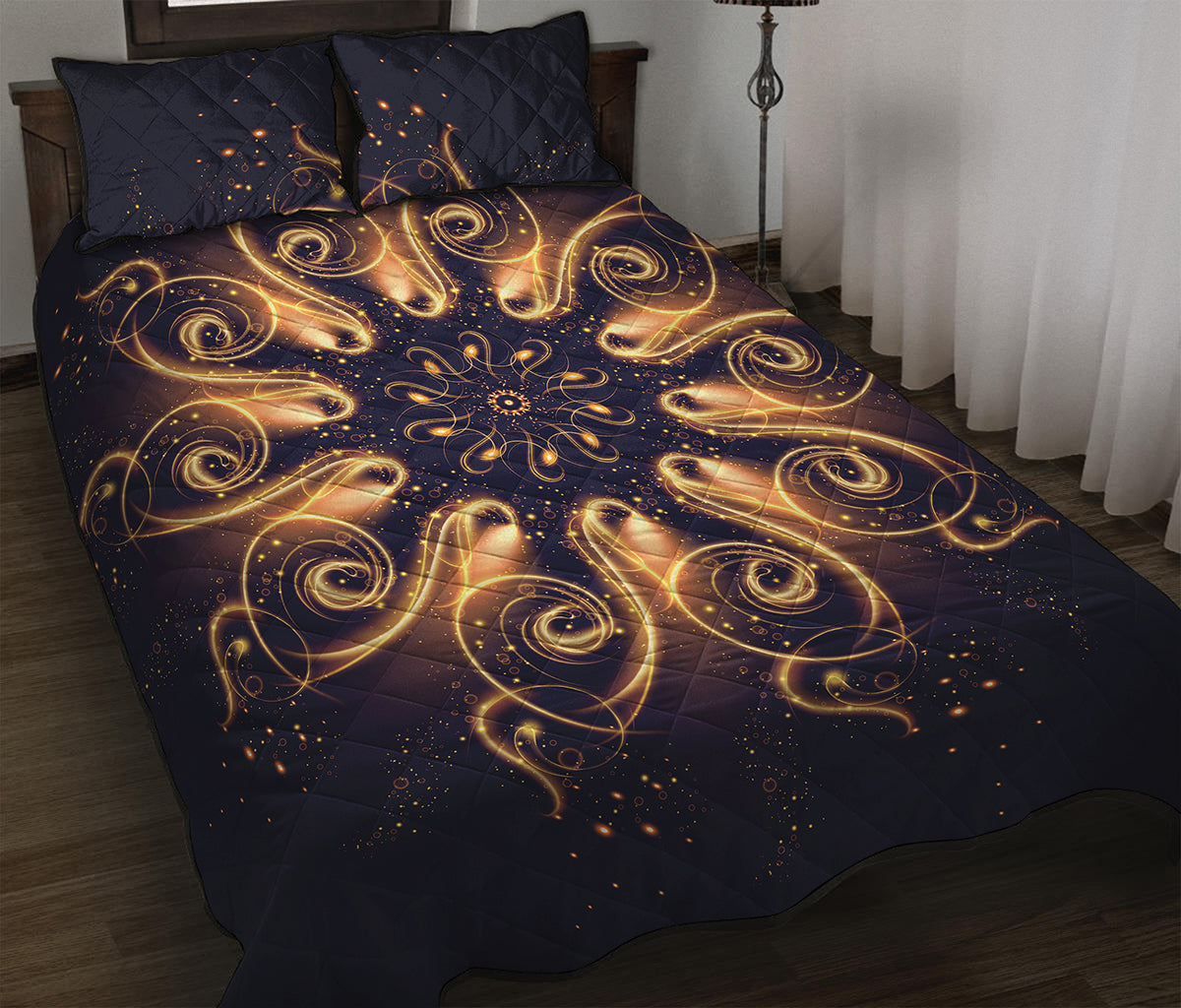 Light Fractal Print Quilt Bed Set