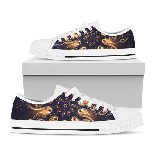 Light Fractal Print White Low Top Shoes