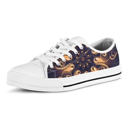 Light Fractal Print White Low Top Shoes