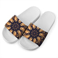Light Fractal Print White Slide Sandals