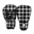 Light Grey And Black Buffalo Check Print Boxing Gloves