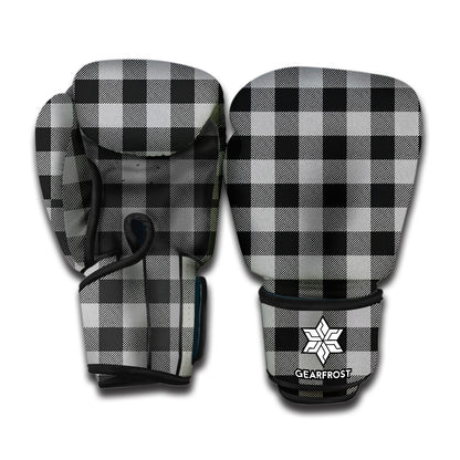 Light Grey And Black Buffalo Check Print Boxing Gloves