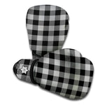 Light Grey And Black Buffalo Check Print Boxing Gloves