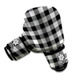 Light Grey And Black Buffalo Check Print Boxing Gloves