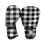 Light Grey And Black Buffalo Check Print Boxing Gloves