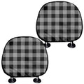 Light Grey And Black Buffalo Check Print Car Headrest Covers