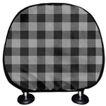 Light Grey And Black Buffalo Check Print Car Headrest Covers