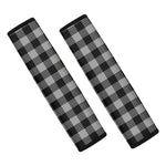 Light Grey And Black Buffalo Check Print Car Seat Belt Covers