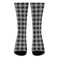 Light Grey And Black Buffalo Check Print Crew Socks