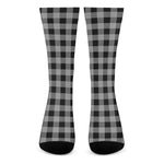 Light Grey And Black Buffalo Check Print Crew Socks