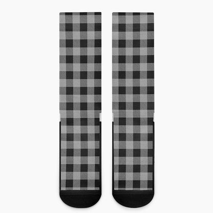 Light Grey And Black Buffalo Check Print Crew Socks