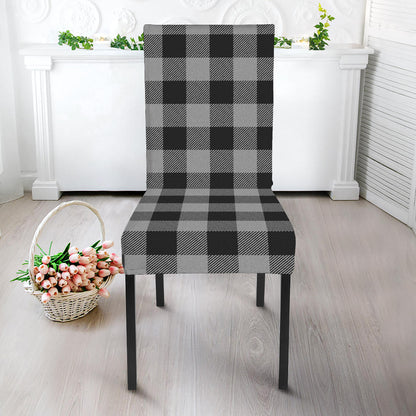 Light Grey And Black Buffalo Check Print Dining Chair Slipcover