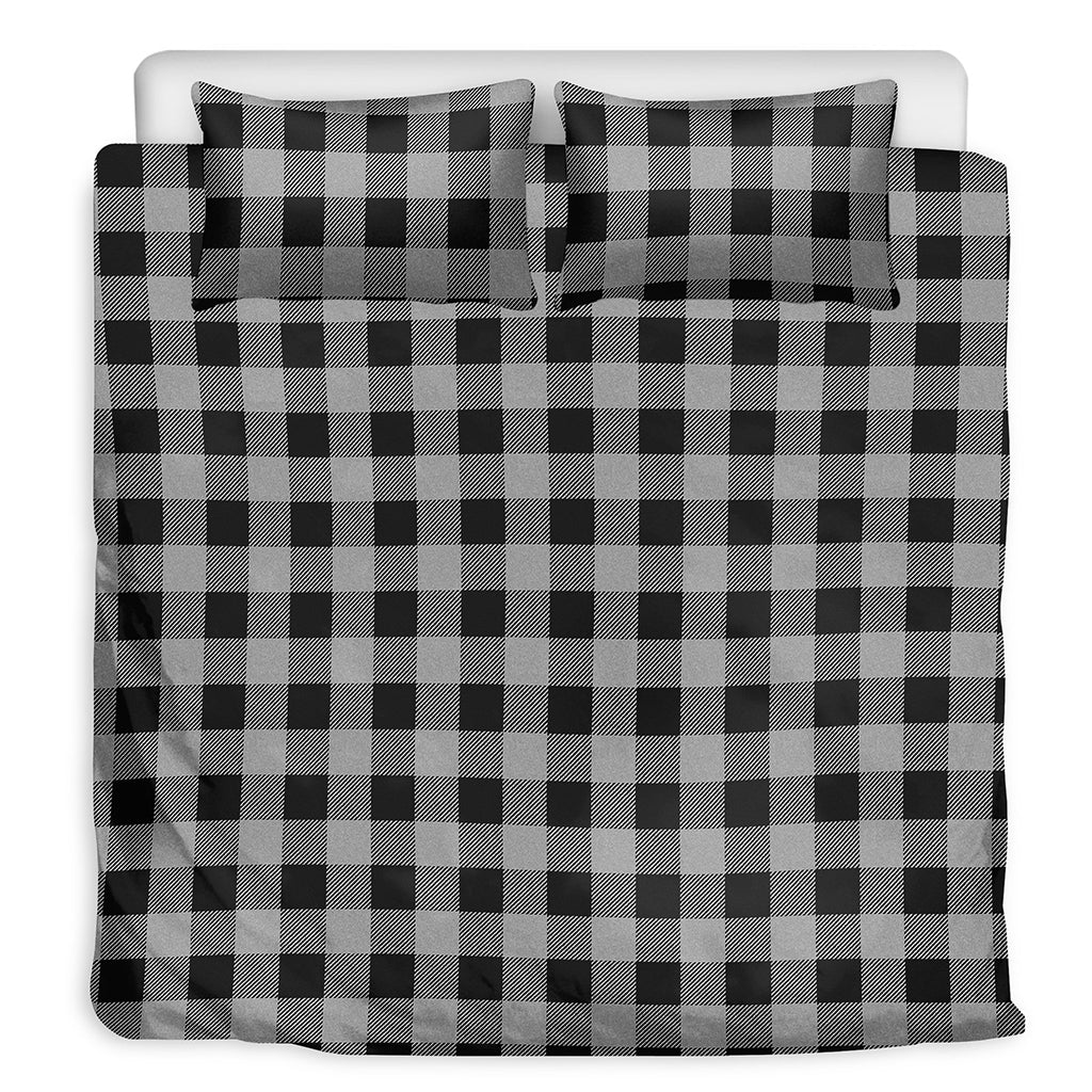 Light Grey And Black Buffalo Check Print Duvet Cover Bedding Set