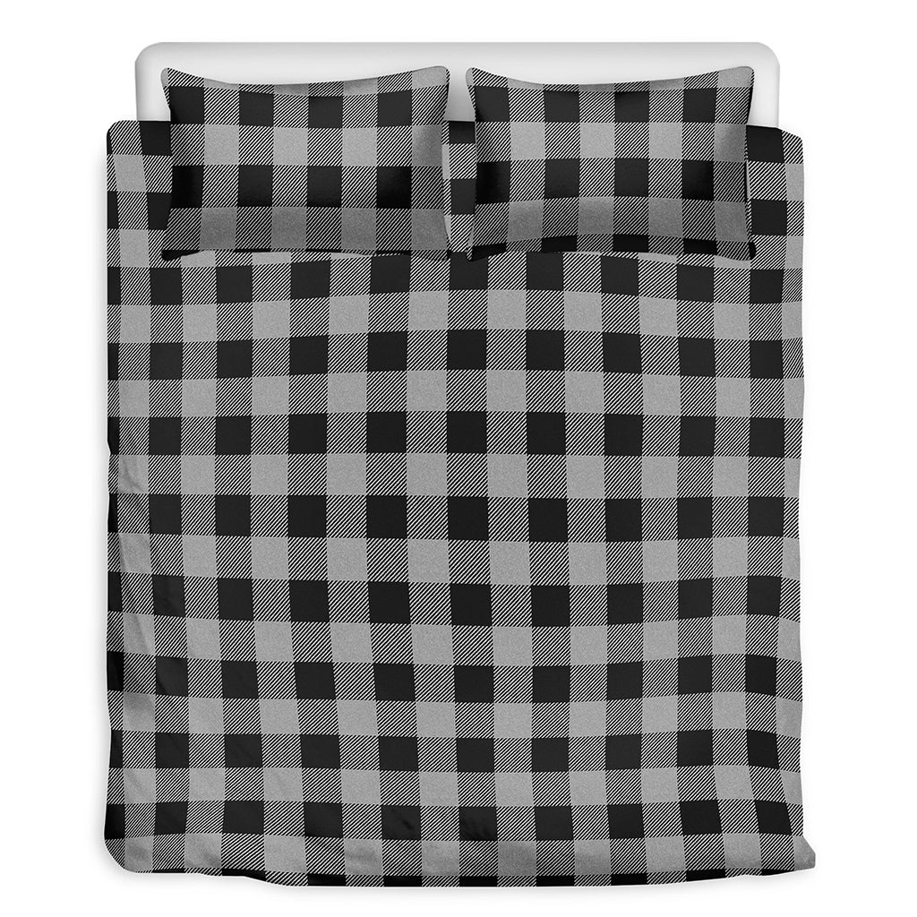 Light Grey And Black Buffalo Check Print Duvet Cover Bedding Set