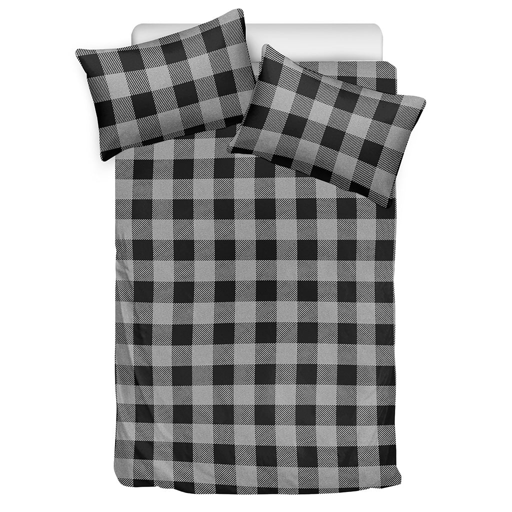 Light Grey And Black Buffalo Check Print Duvet Cover Bedding Set